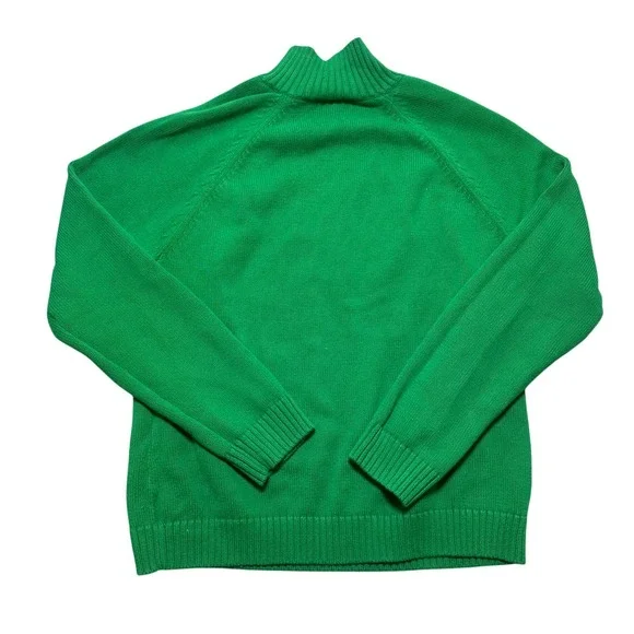Chaps Womens Green Mock Neck Button Detail Sweater XL 100% Cotton - Picture 2 of 8